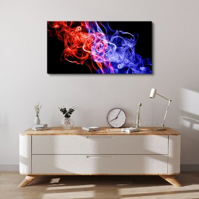 Dancing smoke in red and blue Print on canvas