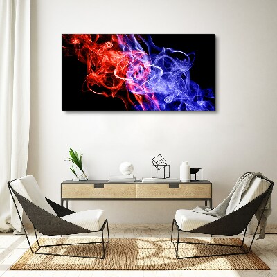 Dancing smoke in red and blue Print on canvas