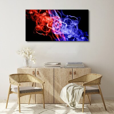Dancing smoke in red and blue Print on canvas