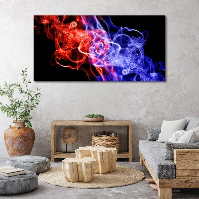 Dancing smoke in red and blue Print on canvas