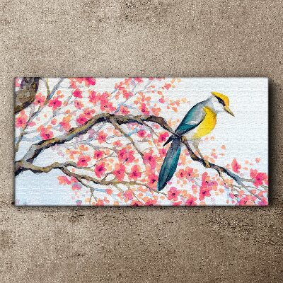 Spring bird on a branch Canvas wall art