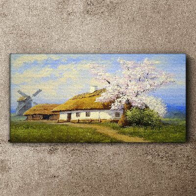 Painting village cottages Canvas print