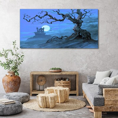 Castle in the moonlight Canvas wall art