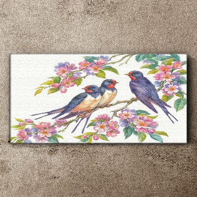 Birds in the flowering branches Print on canvas