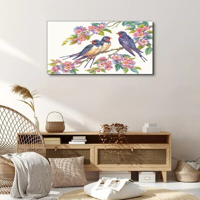 Birds in the flowering branches Print on canvas