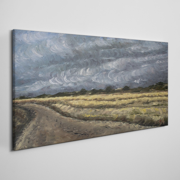 Stormy sky over a country road Canvas wall art