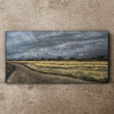 Stormy sky over a country road Canvas wall art