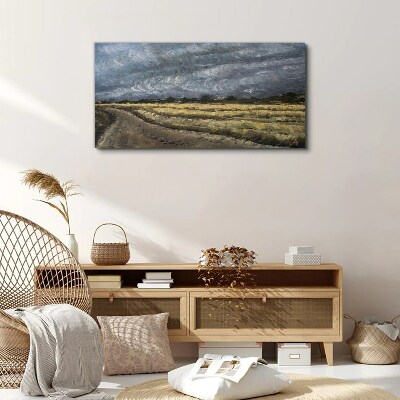 Stormy sky over a country road Canvas wall art
