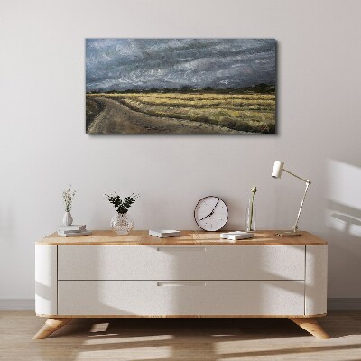 Stormy sky over a country road Canvas wall art