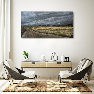 Stormy sky over a country road Canvas wall art