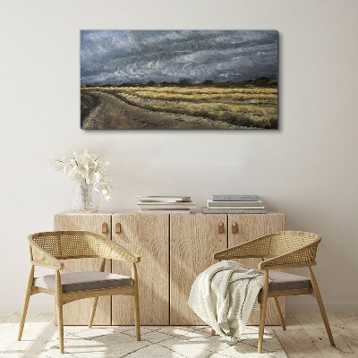Stormy sky over a country road Canvas wall art