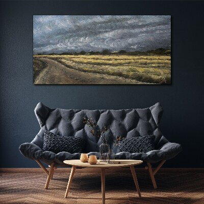 Stormy sky over a country road Canvas wall art