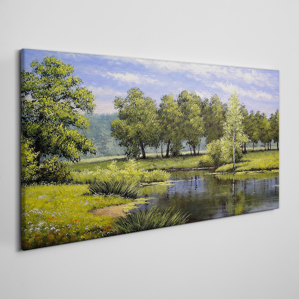 A peaceful landscape by the river Canvas wall art