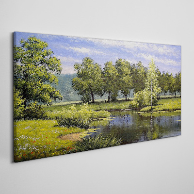 A peaceful landscape by the river Canvas wall art