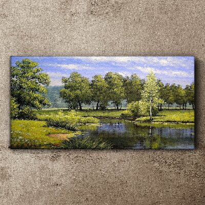 A peaceful landscape by the river Canvas wall art