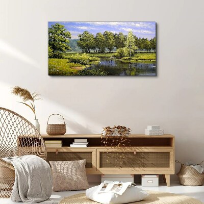 A peaceful landscape by the river Canvas wall art