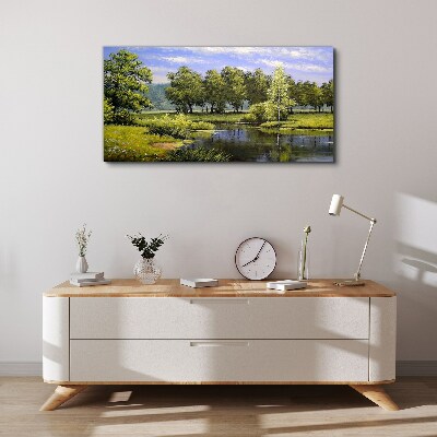 A peaceful landscape by the river Canvas wall art