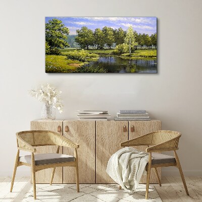 A peaceful landscape by the river Canvas wall art