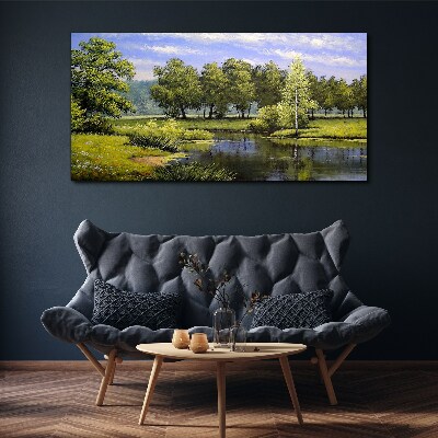 A peaceful landscape by the river Canvas wall art