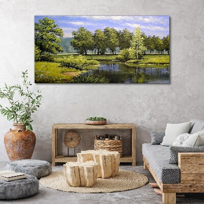 A peaceful landscape by the river Canvas wall art