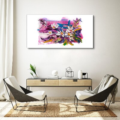Colorful Flowers in Abstract Composition Print on canvas
