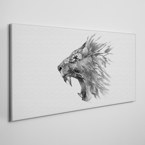 The cry of the lion in shades of gray Canvas wall art