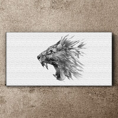The cry of the lion in shades of gray Canvas wall art