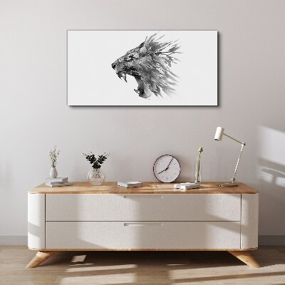The cry of the lion in shades of gray Canvas wall art