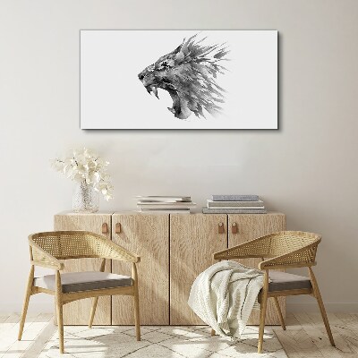The cry of the lion in shades of gray Canvas wall art