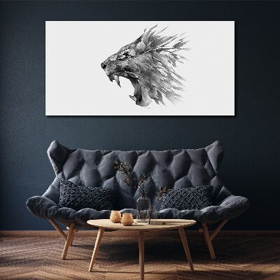 The cry of the lion in shades of gray Canvas wall art