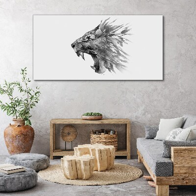 The cry of the lion in shades of gray Canvas wall art