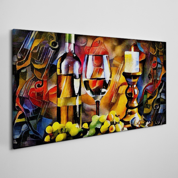 An evening with wine and fruit Print on canvas