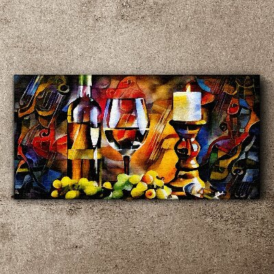 An evening with wine and fruit Print on canvas