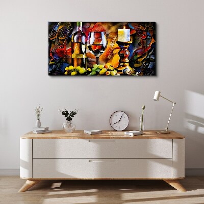 An evening with wine and fruit Print on canvas