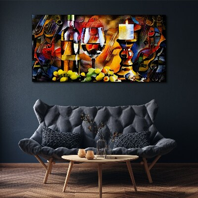 An evening with wine and fruit Print on canvas