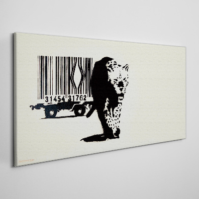 Banksy leopard barcode Print on canvas