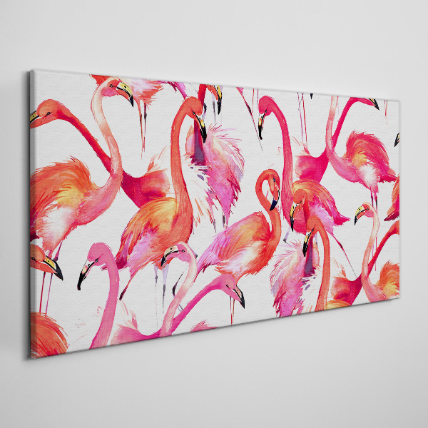 Pink flamingos in a tropical dance Canvas wall art