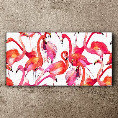 Pink flamingos in a tropical dance Canvas wall art