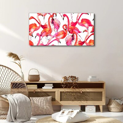 Pink flamingos in a tropical dance Canvas wall art