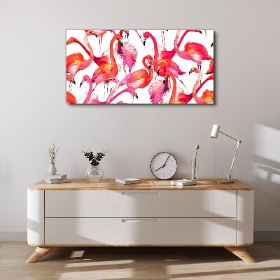 Pink flamingos in a tropical dance Canvas wall art