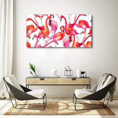 Pink flamingos in a tropical dance Canvas wall art