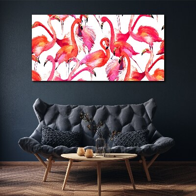 Pink flamingos in a tropical dance Canvas wall art