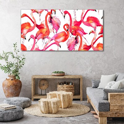 Pink flamingos in a tropical dance Canvas wall art
