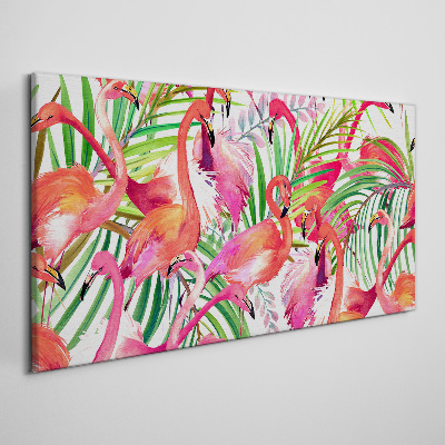 Flamingos in a tropical paradise Print on canvas