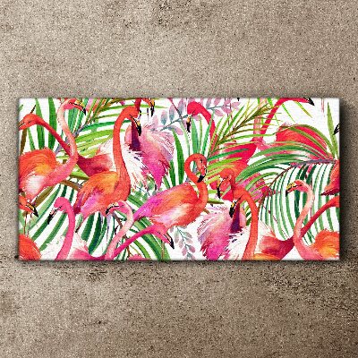 Flamingos in a tropical paradise Print on canvas