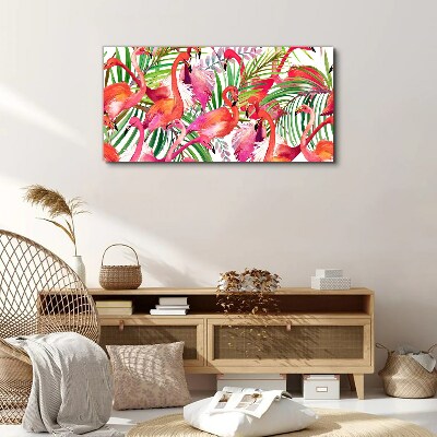 Flamingos in a tropical paradise Print on canvas