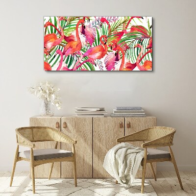 Flamingos in a tropical paradise Print on canvas