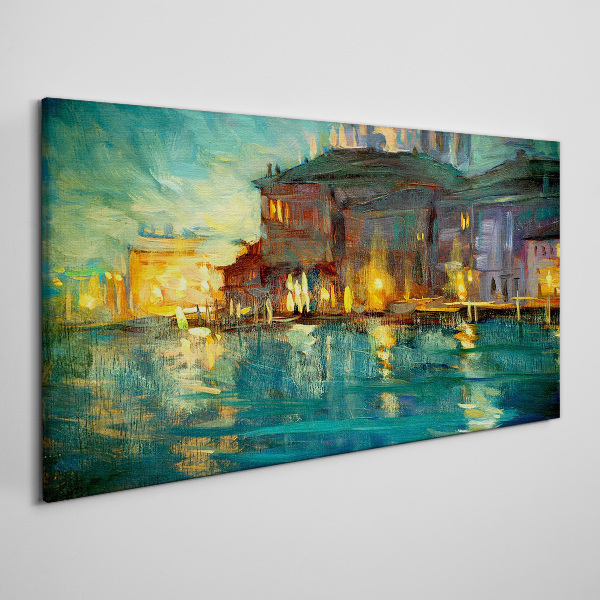 Evening glow over the water Print on canvas