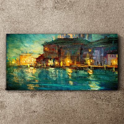 Evening glow over the water Print on canvas