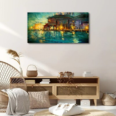 Evening glow over the water Print on canvas